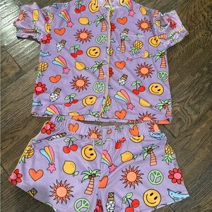 Art Class Purple and Yellow Pajama Set with Playful Print